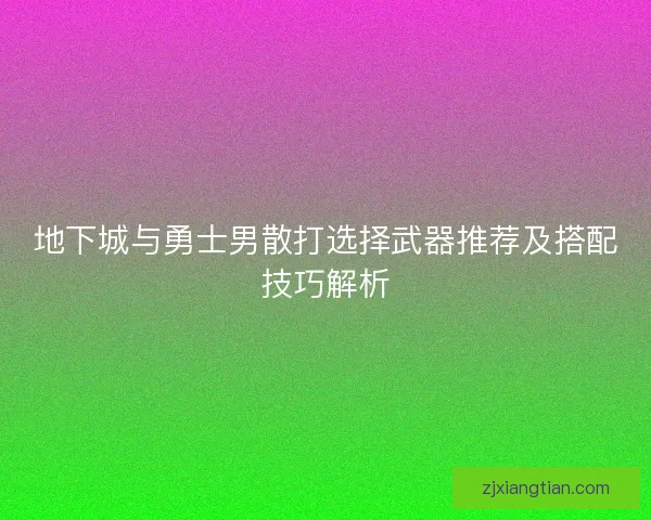 地下城与勇士男散打选择武器推荐及搭配技巧解析