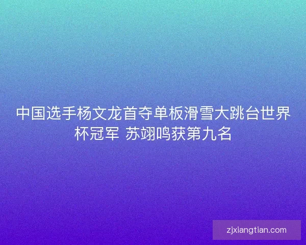 中国选手杨文龙首夺单板滑雪大跳台世界杯冠军 苏翊鸣获第九名 中国选手杨文龙首夺单板滑雪大跳台世界杯冠军 苏翊鸣获第九名